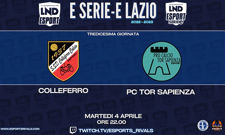 eSerie E Lazio: stasera di scena la 13° giornata